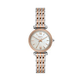 Fossil CARLIE Damenuhr Silber 2-Tone MOP 28 mm Quarz 3-Zeiger - ES4649